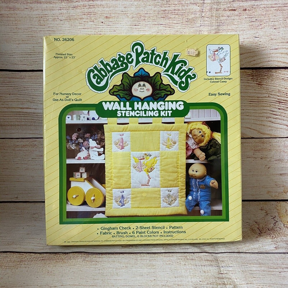 Vtg 1984 Cabbage Patch Kids Wall Hanging Stenciling Kit Gingham Check NOS